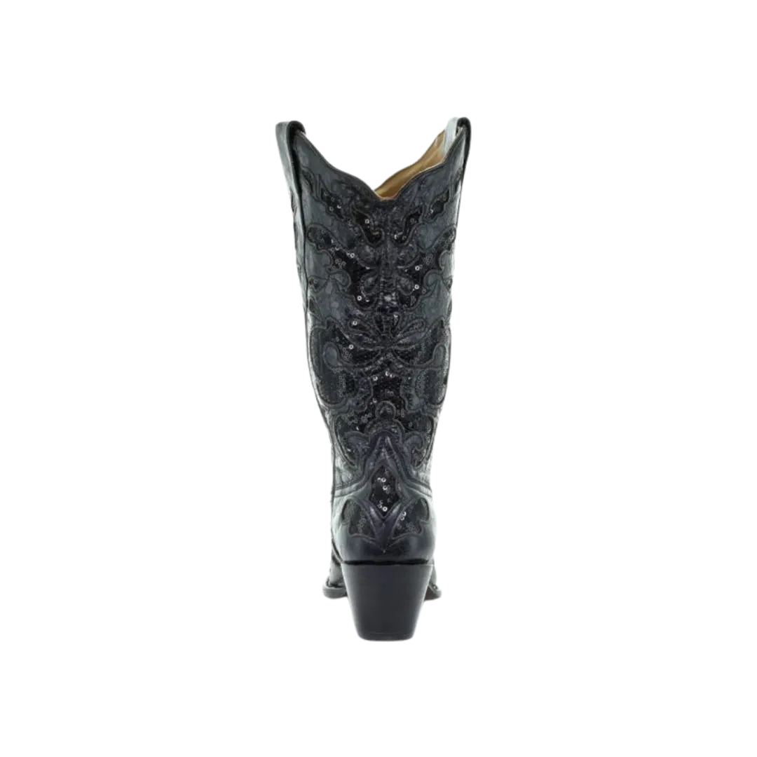 Corral Women's Goat Sequins Inlay Black Boots