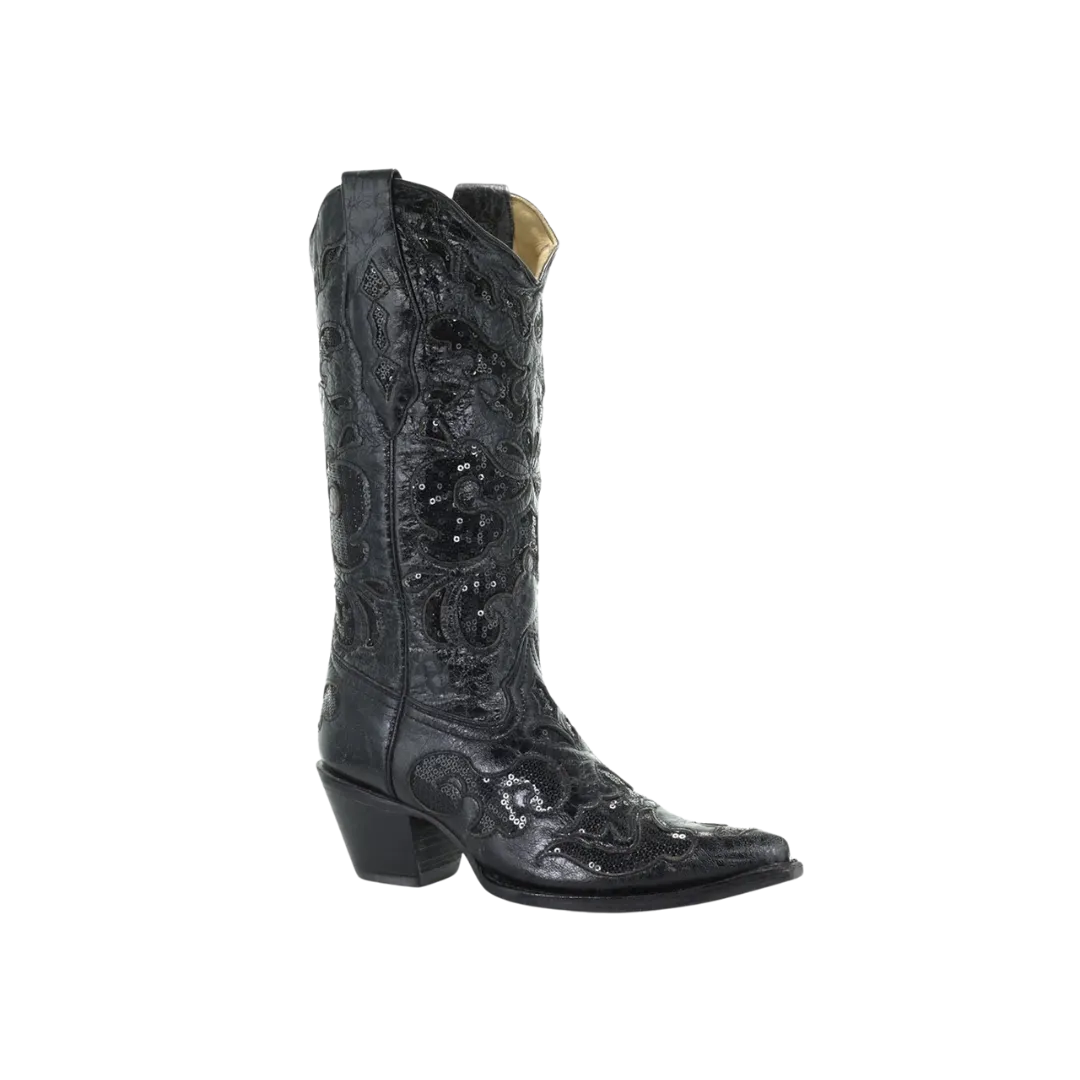 Corral Women's Goat Sequins Inlay Black Boots