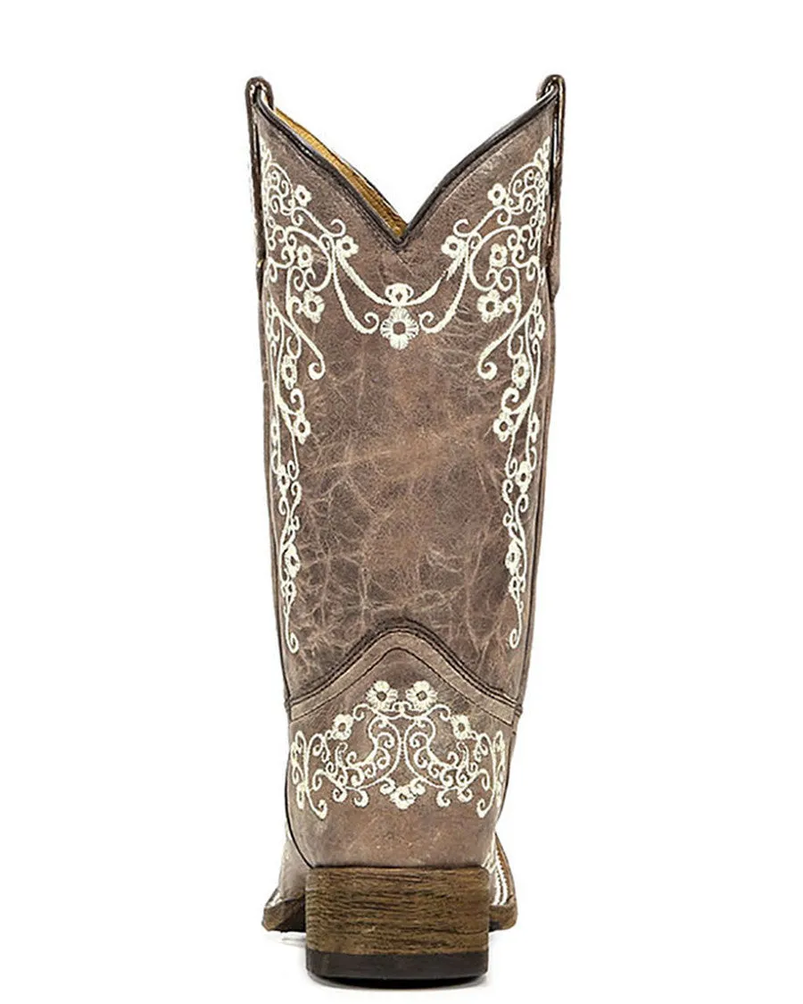 Kid's Embroidered Square-Toe Boots