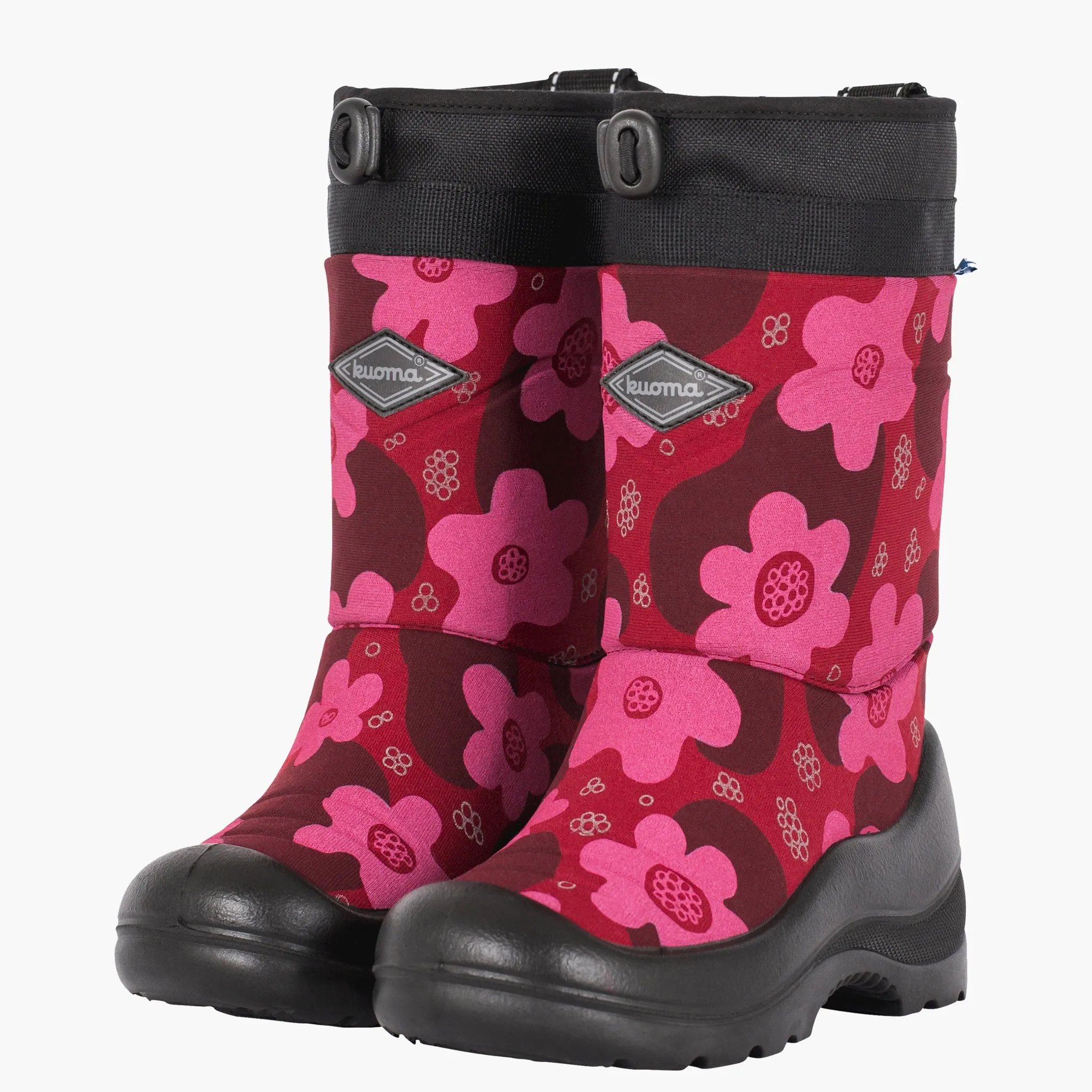 Kids´ winter boots Lumilukko, Bordeaux Flower reflective