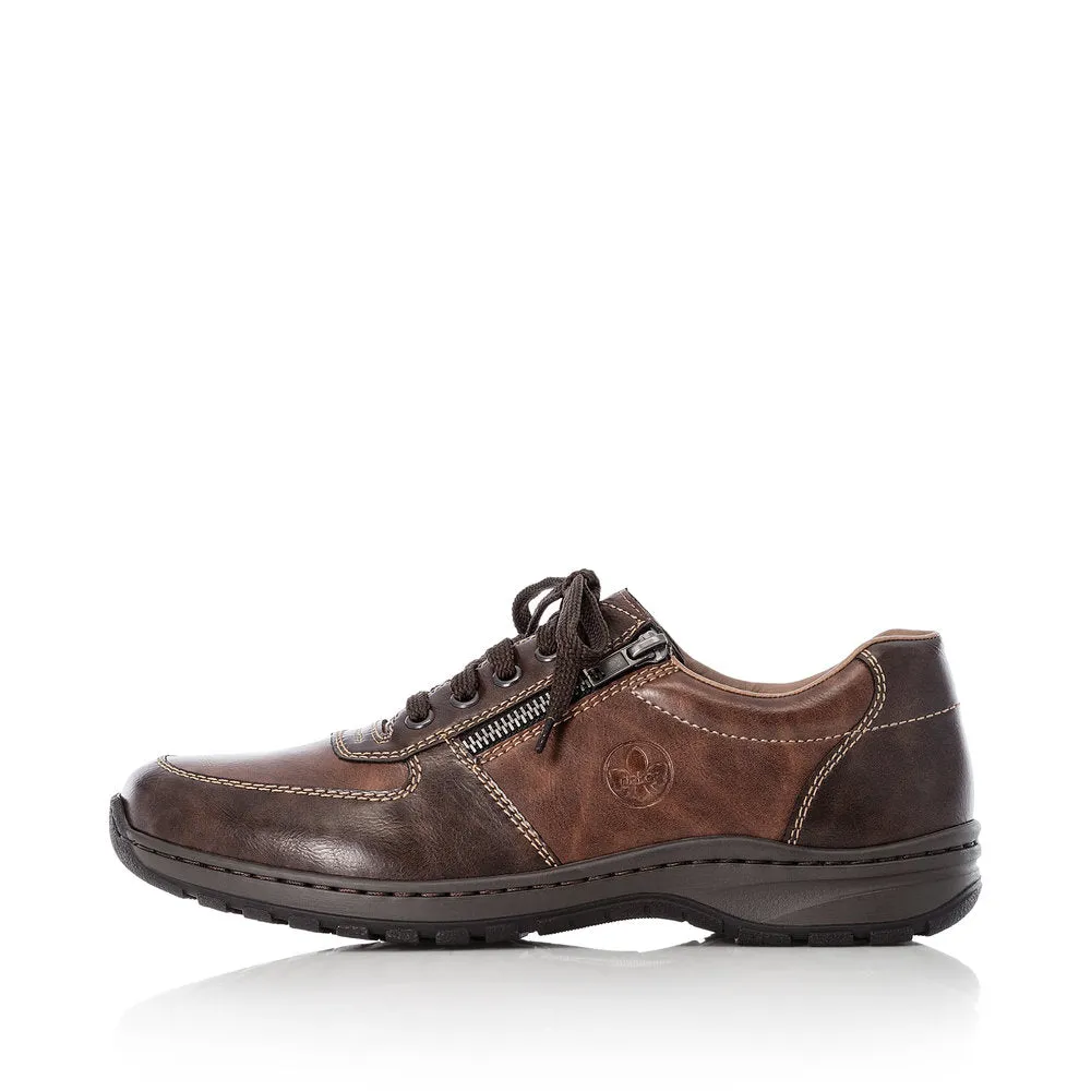 Rieker 03329-25 Mens Brown Lace and Zip Shoes