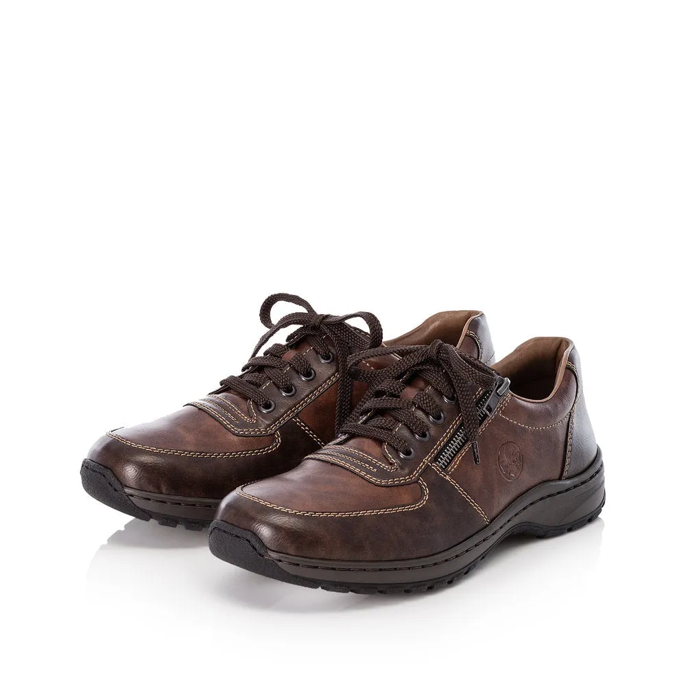 Rieker 03329-25 Mens Brown Lace and Zip Shoes
