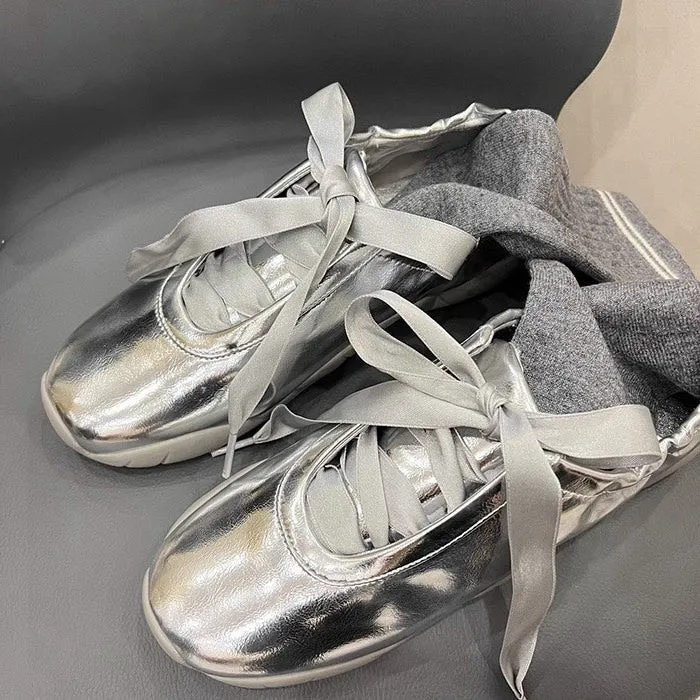 Uniwim Gift Balletcore Aesthetic Satin Bow Sneakers