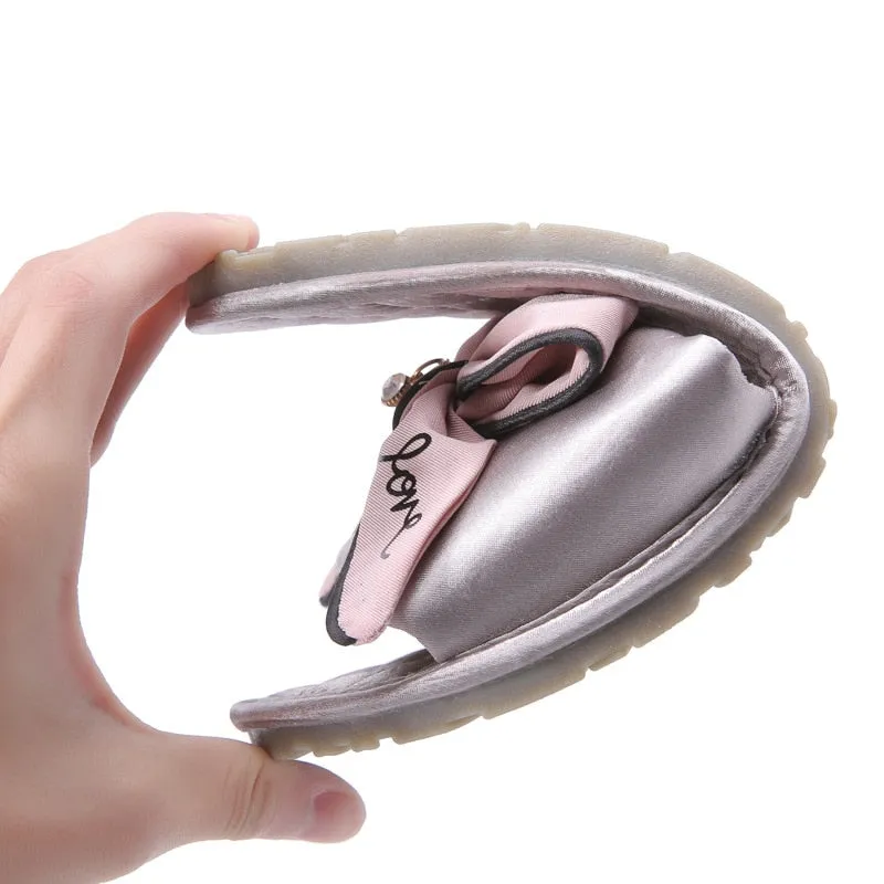 Women Silk Slippers w/ Cute Love Bow