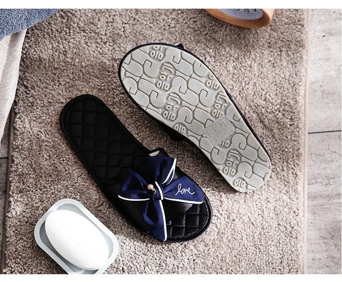 Women Silk Slippers w/ Cute Love Bow