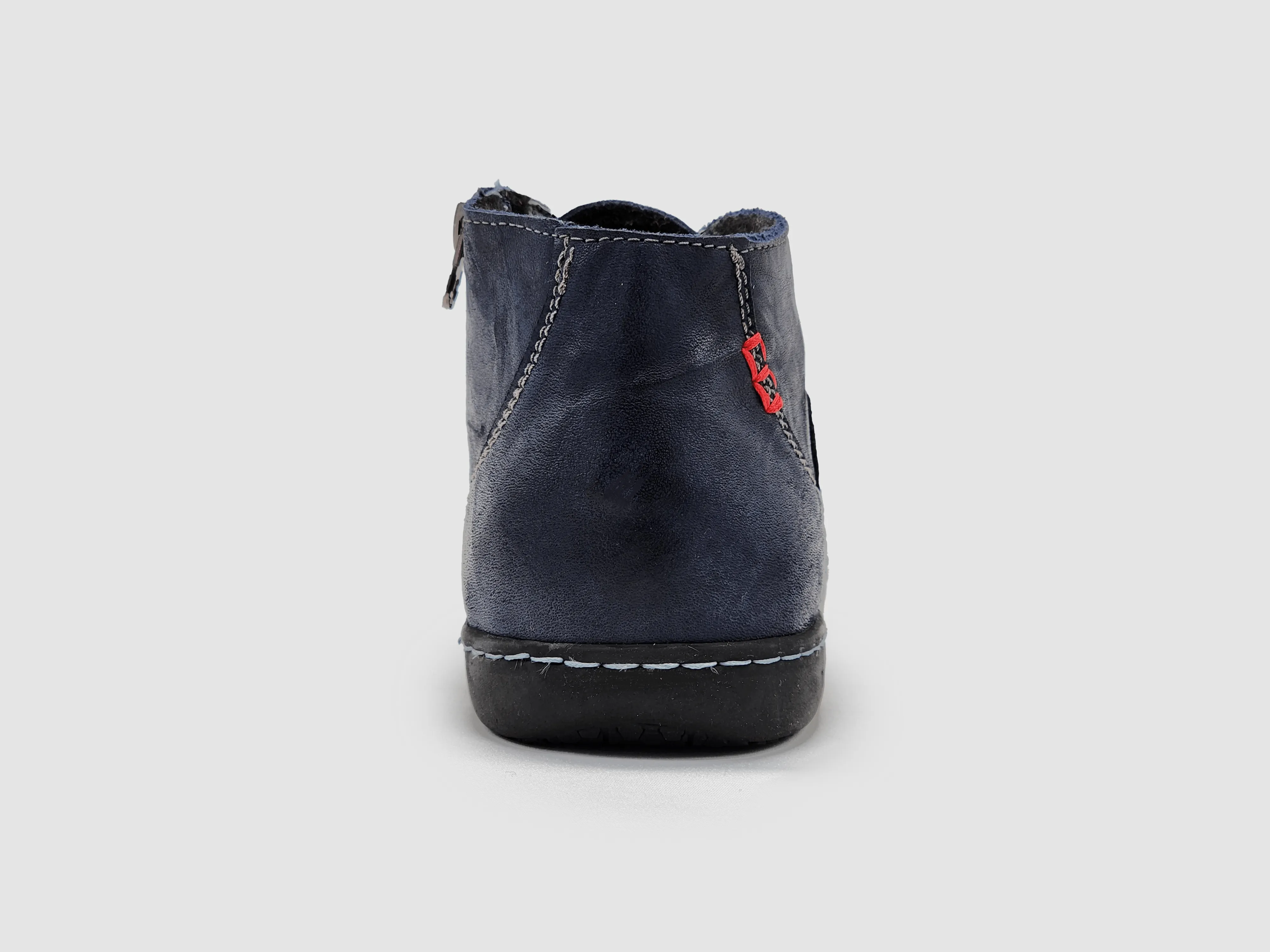 Women's Medical-Sole Wool-Lined Zip-Up Leather Boots - Navy