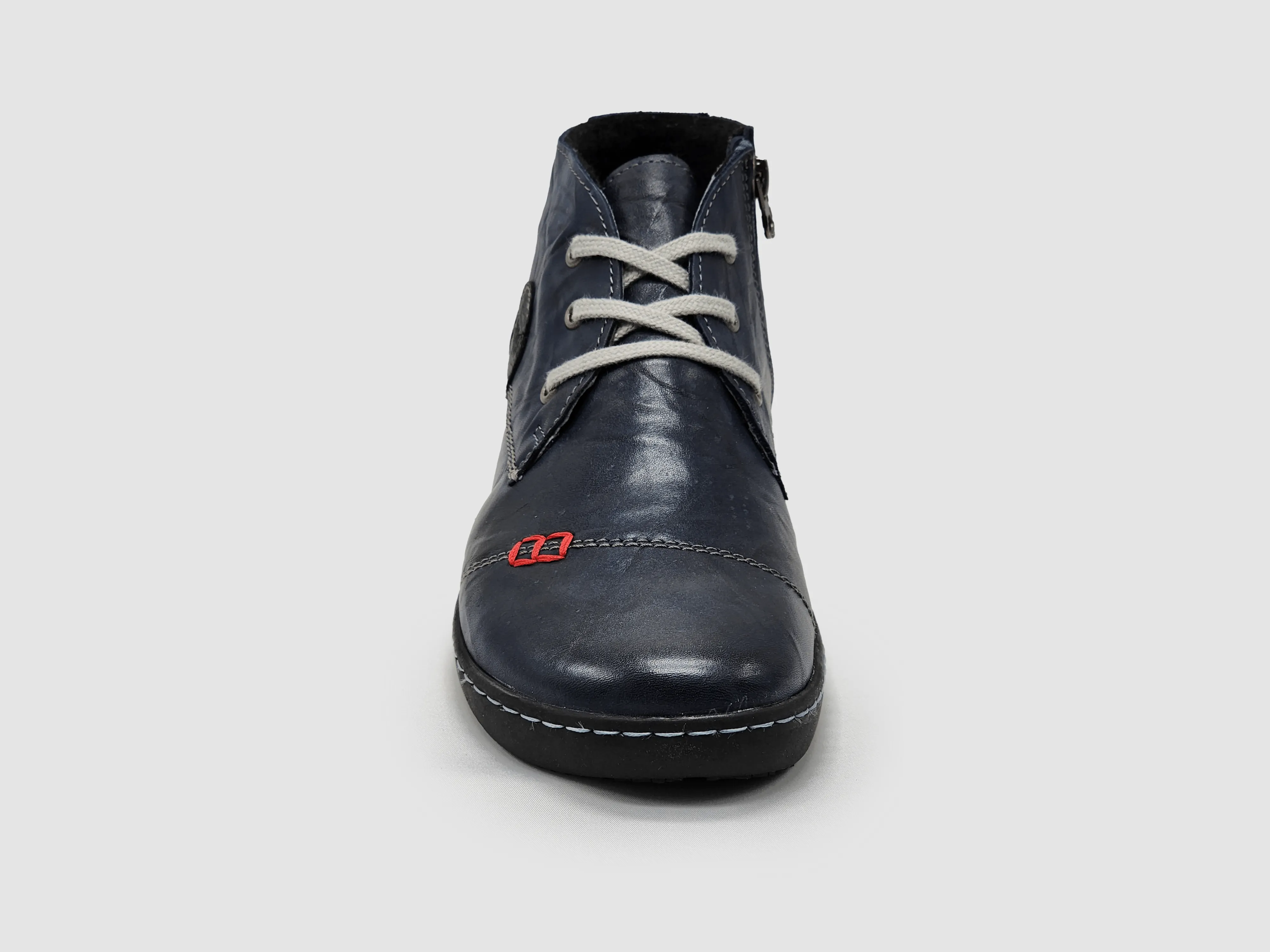 Women's Medical-Sole Wool-Lined Zip-Up Leather Boots - Navy